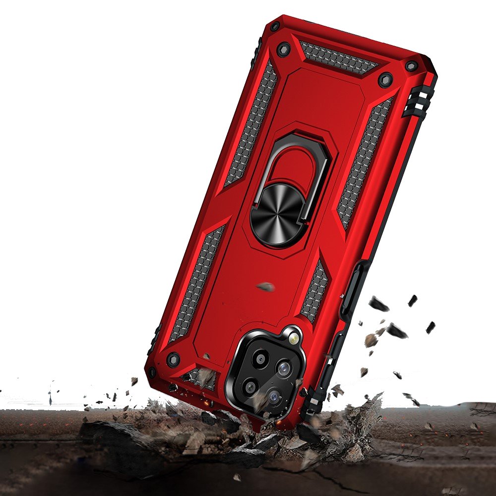 Protectores para celular  para Samsung  A22 4G Funda reforzada con anillo v2 Rojo